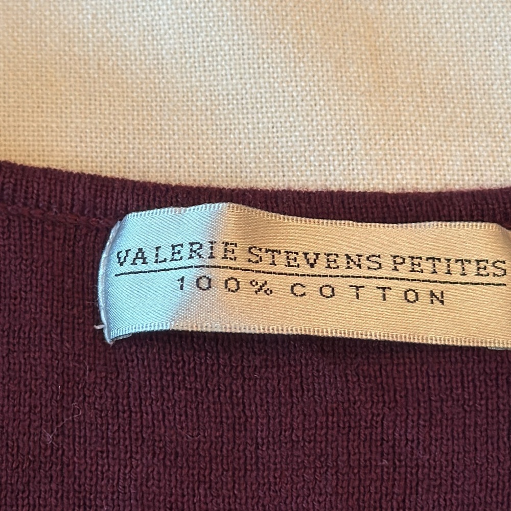 Valerie Stevens Dark Burgundy 100% Pima Cotton Knit Shell - Picture 5 of 9